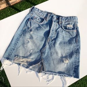 H&M ripped denim skirt. Raw hem.